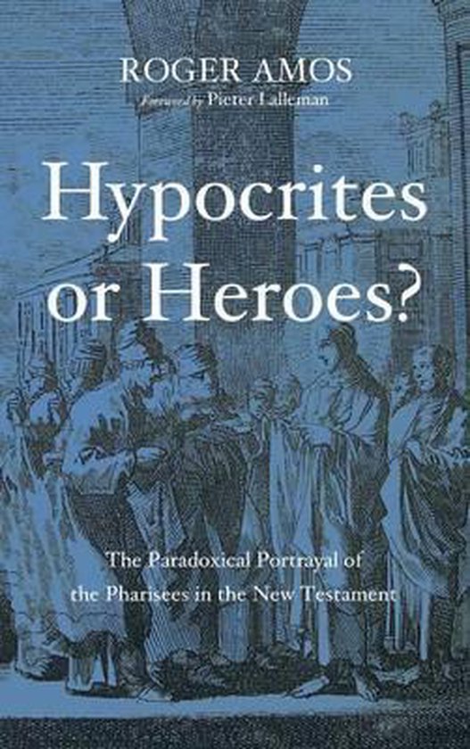 Boekomslag met de titel "Hypocrites or Heroes?" door Roger Amos, met een gravure van een groep mensen in toga's.
