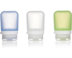 Human Gear - GoToob+ 3-Pack Small - - herbruikbaar - reisflacon - lekvrij - lichtgewicht - 53ml - Clear / Green / Blue