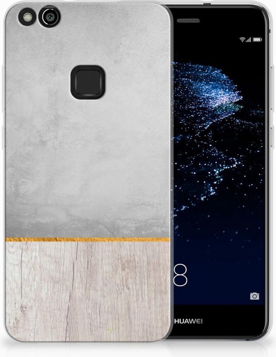 Huawei P10 Lite Bumper Hoesje Wood Concrete