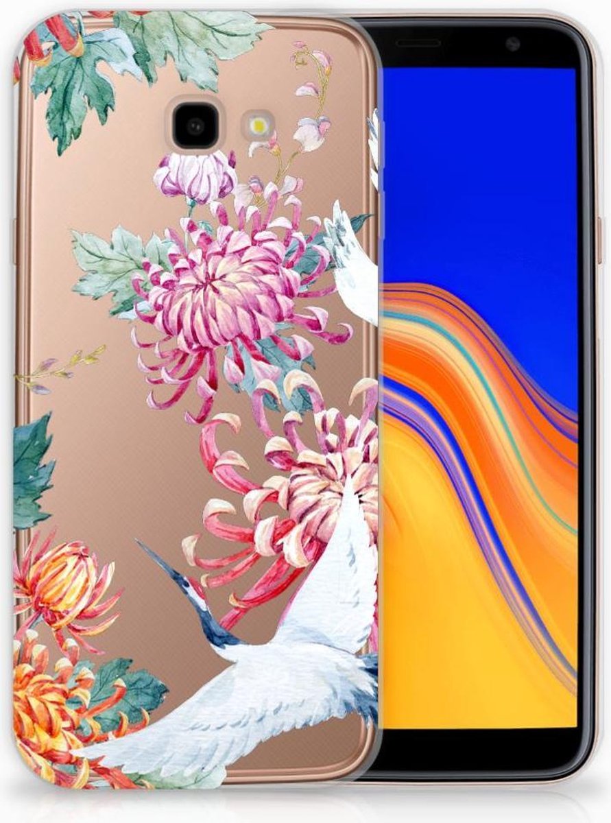 Samsung Galaxy J4 Plus (2018) TPU Hoesje Bird Flowers