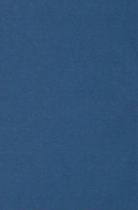 Effen blauwe kaft met een subtiele textuur van linnen.