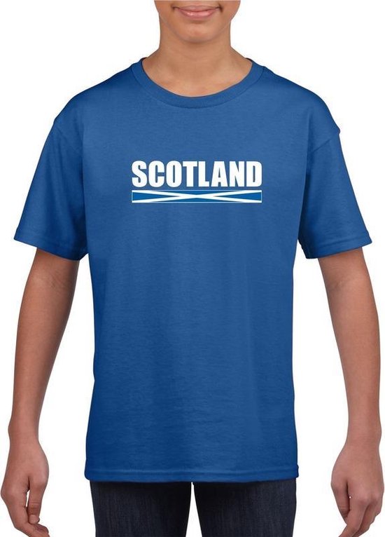 Blauw Schotland supporter t-shirt voor kinderen 110/116