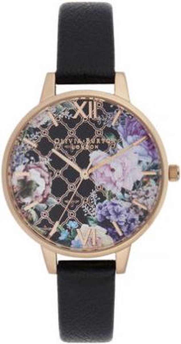Olivia Burton Dames Horloge OB16GH11 Glasshouse Black Rose Gold