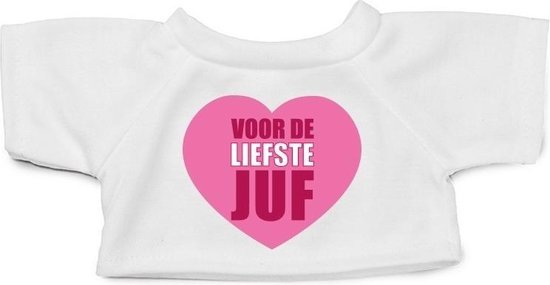 Knuffel kleding Liefste Juf hartje t-shirt wit M voor Clothies | bol.com