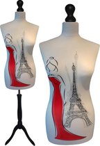 Red dress paspop met zwarte sparkling driepoot  40/42