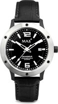 MAX Grandeur 5 MAX766 Horloge met Automatisch Uurwerk - Lederen Band - Zwart - ø 42 mm