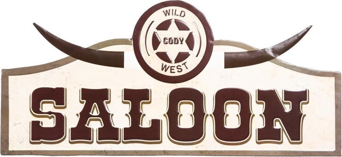 Signs-USA Saloon - 60 x 27,5 cm - retro wandbord - metaal Bruin