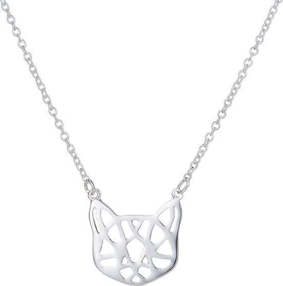 24/7 Jewelry Collection Origami Kat Ketting - Poes - Zilverkleurig