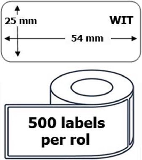 100x Dymo 11352 compatible 500 labels  / 25 mm x 54 mm / wit / papier