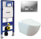 Geberit UP 100 toiletset - Inbouw WC Wandcloset - Creavit Mat Wit Geberit Delta-50 Mat Chroom