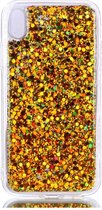 Shop4 - iPhone Xr Hoesje - Zachte Back Case Glitters Goud