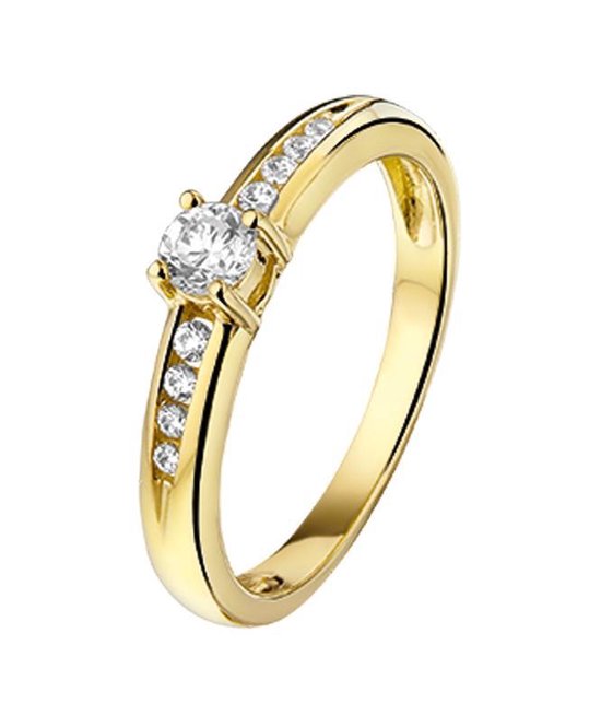 The Jewelry Collection Ring Zirkonia - Geelgoud