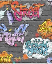 DUTCH WALLCOVERINGS Behang graffiti meerkleurig L179-01