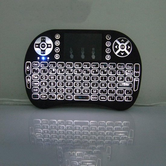 Mini i8 draadloos toetsenbord + muis multimedia touchpad incl. Backlight Mini i8 draadloos toetsenbord + muis multimedia touchpad incl. Backlight