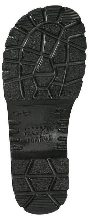 Onderkant van een zwarte Sika klomp met Sika Comfort profiel.