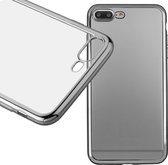 Apple iPhone 7 Plus smartphone hoesje silicone tpu case transparant/zilveren rand
