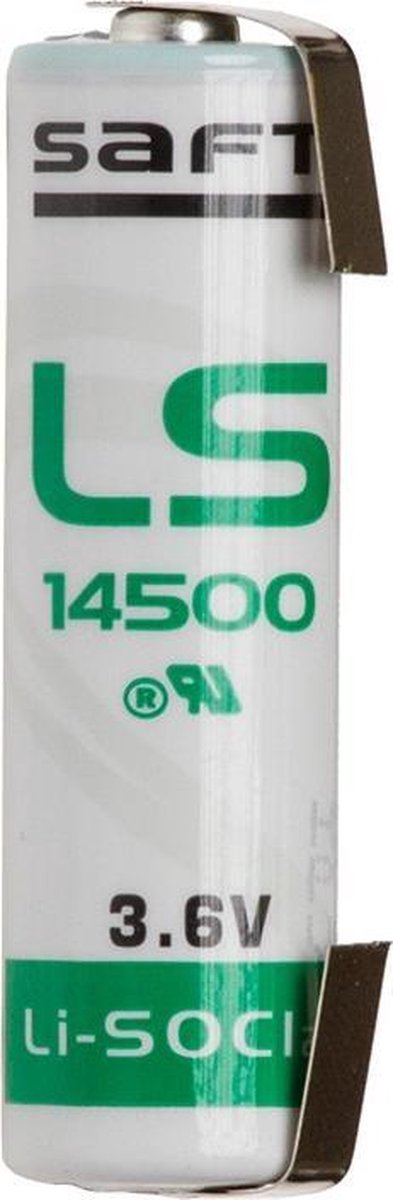 SAFT LS14500 / AA Lithium batterij 3.6V - 1 Stuk met U-soldeerlipjes