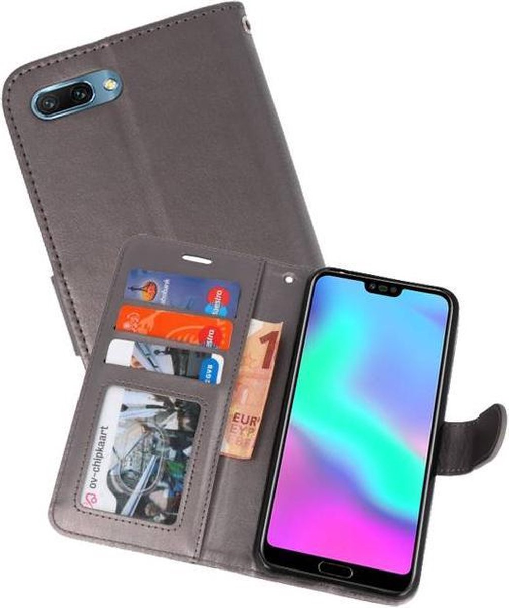 Wallet Cases Hoesje Geschikt voor Honor 10 Grijs