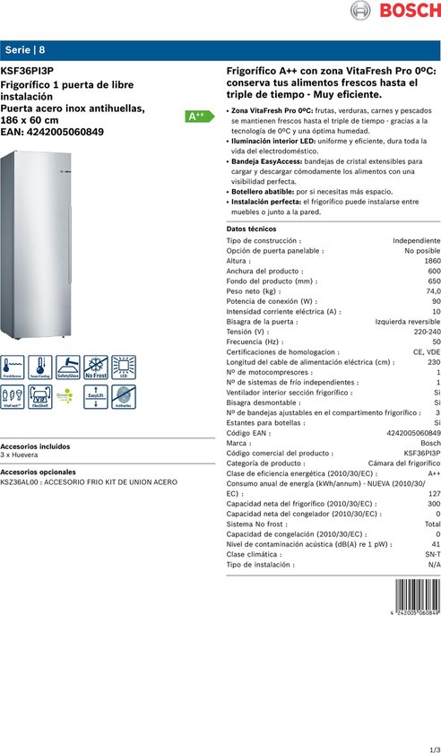 Bosch KAD92HI31 Amerikaanse Koelkast Met HomeConnect En VitaFresh Zone 735 178183