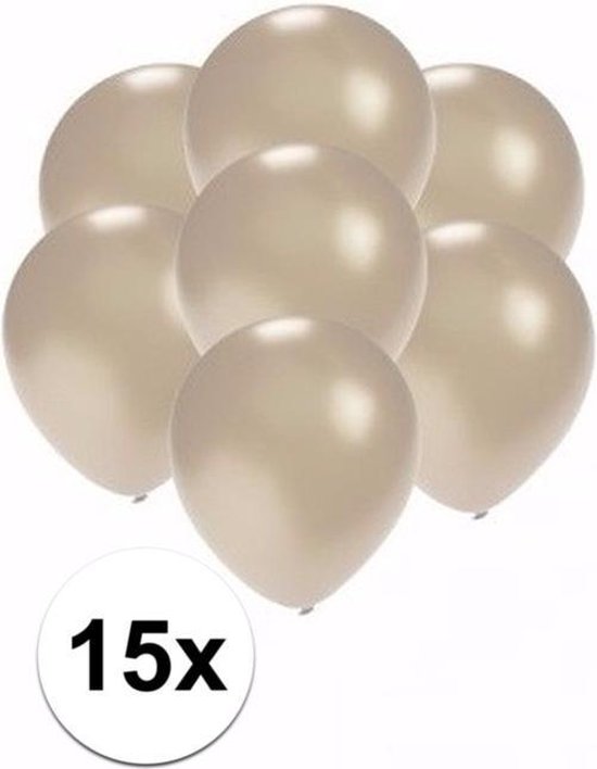 Kleine metallic zilveren ballonnen 15 stuks