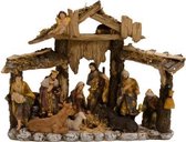 Kerststal - Kerstkribbe - met 11 Figuren - B=34,5 x H=27 cm