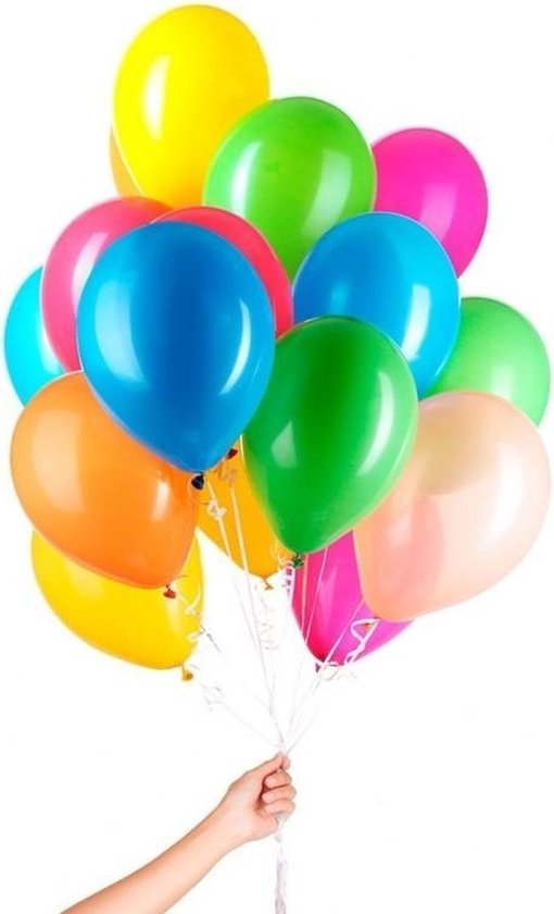50x Gekleurde heliumballonnen met lint | bol.com