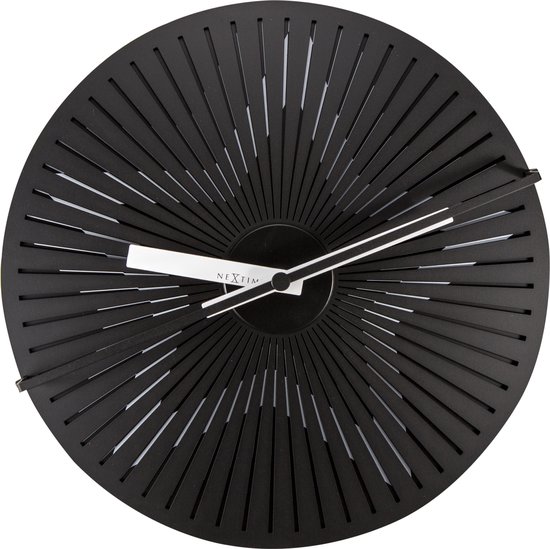 Nextime Motion Star - Black/White - Klok - Rond - Ø 30 cm - Zwart