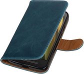 BestCases.nl Blauw Pull-Up PU booktype wallet cover hoesje voor Motorola Moto E3