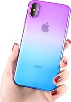 Apple Iphone X / XS doorzichtig siliconen hoesje - Blauw/paars