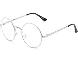 Retro Round Bril | Rond Zilver | Bril zonder sterkte | 50 mm