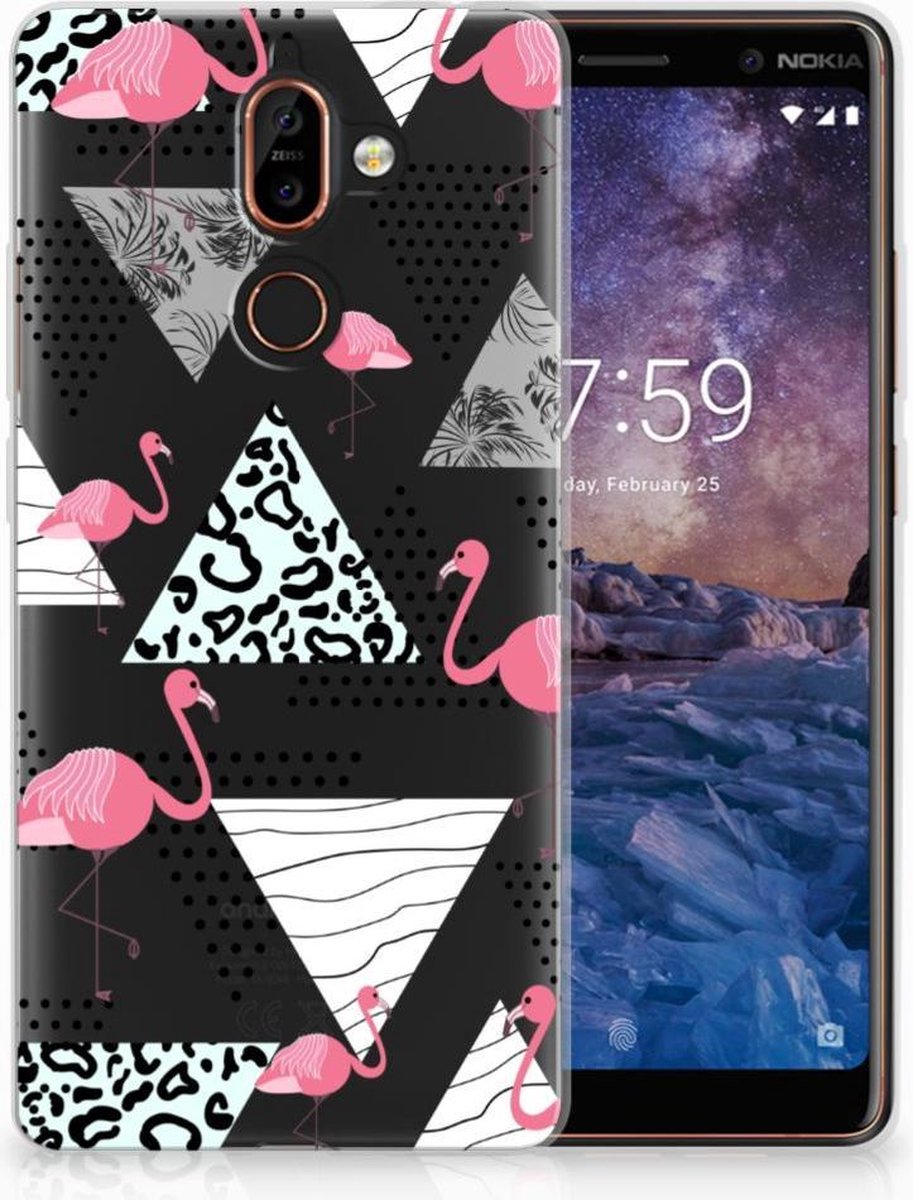 Nokia 7 Plus TPU Hoesje Flamingo Triangle