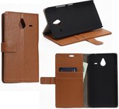 Litchi Cover wallet case hoesje Microsoft Lumia 640 XL bruin