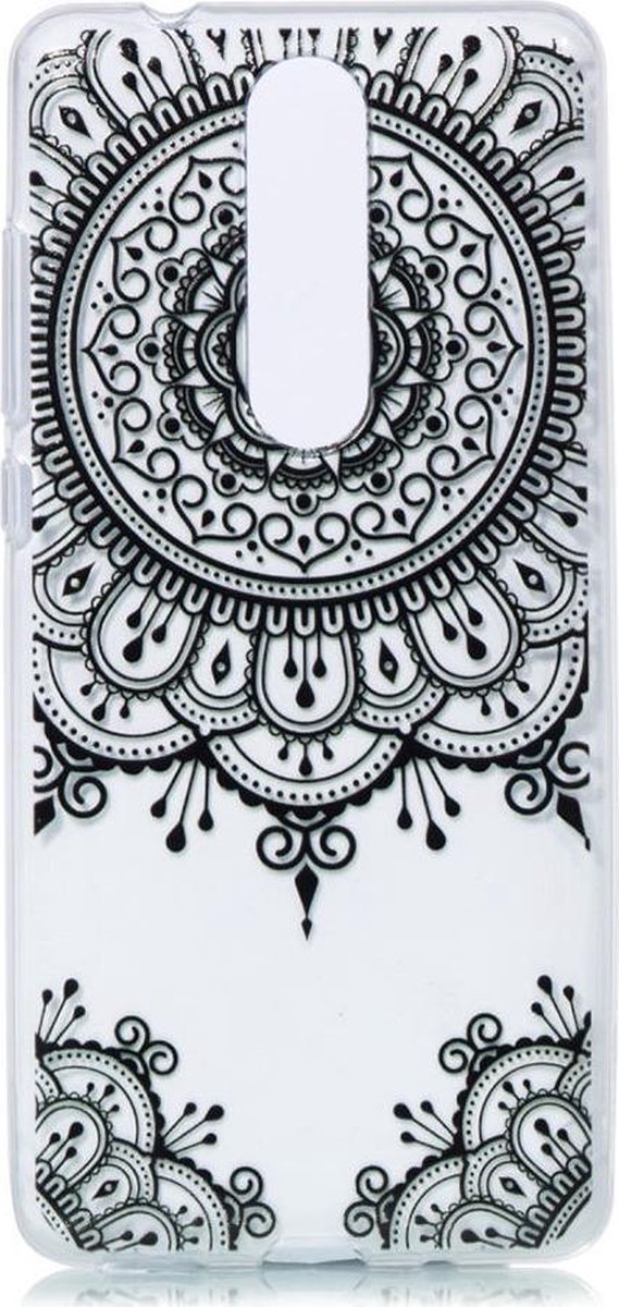 Shop4 - Nokia 5.1 (2018) Hoesje - Zachte Back Case Mandala Zwart
