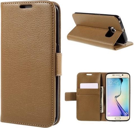 Pretentieloos Duizeligheid Inspecteren Litchi Cover wallet case hoesje Samsung Galaxy S6 Edge Plus bruin | bol.com