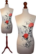 Artistic flower design paspop met donker bruine sparkling driepoot 32/34