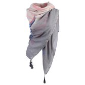 Sjaal vierkant buffel motief grijs/roze