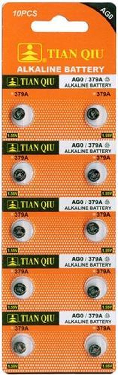 Ag0 batterijen |Strip 10 stuks (ook bekend als AG0, LR521, G0, 379) knoopcel batterijen
