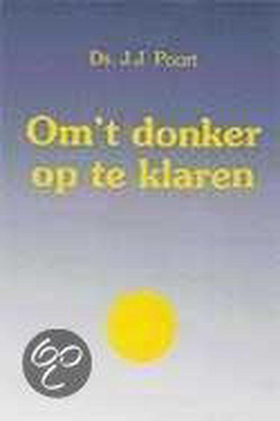 Boekomslag met de titel 'Om 't donker op te klaren' en een gele cirkel op een paarse achtergrond.