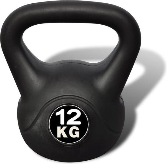 ginder Rond en rond buitenste Kettlebell 12KG Zwart - Kettle Bell Fitness - Gewicht met handvat | bol.com