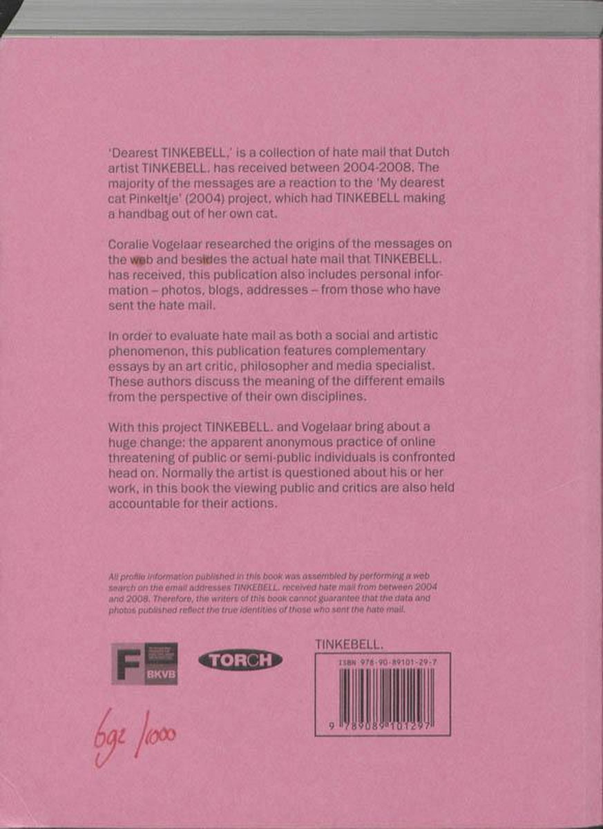 Dearest Tinkebell - back cover