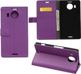 Litchi Cover wallet case hoesje Microsoft Lumia 950 XL paars