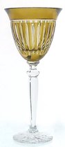 Mond geblazen kristallen wijnglazen - Wijnglas JULIA - light olive - set van 2 glazen - gekleurd kristal