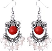 Zoetwater parel oorbellen Pearl Retro Red - oorhanger - echte parels - sterling zilver (925) - wit - rood