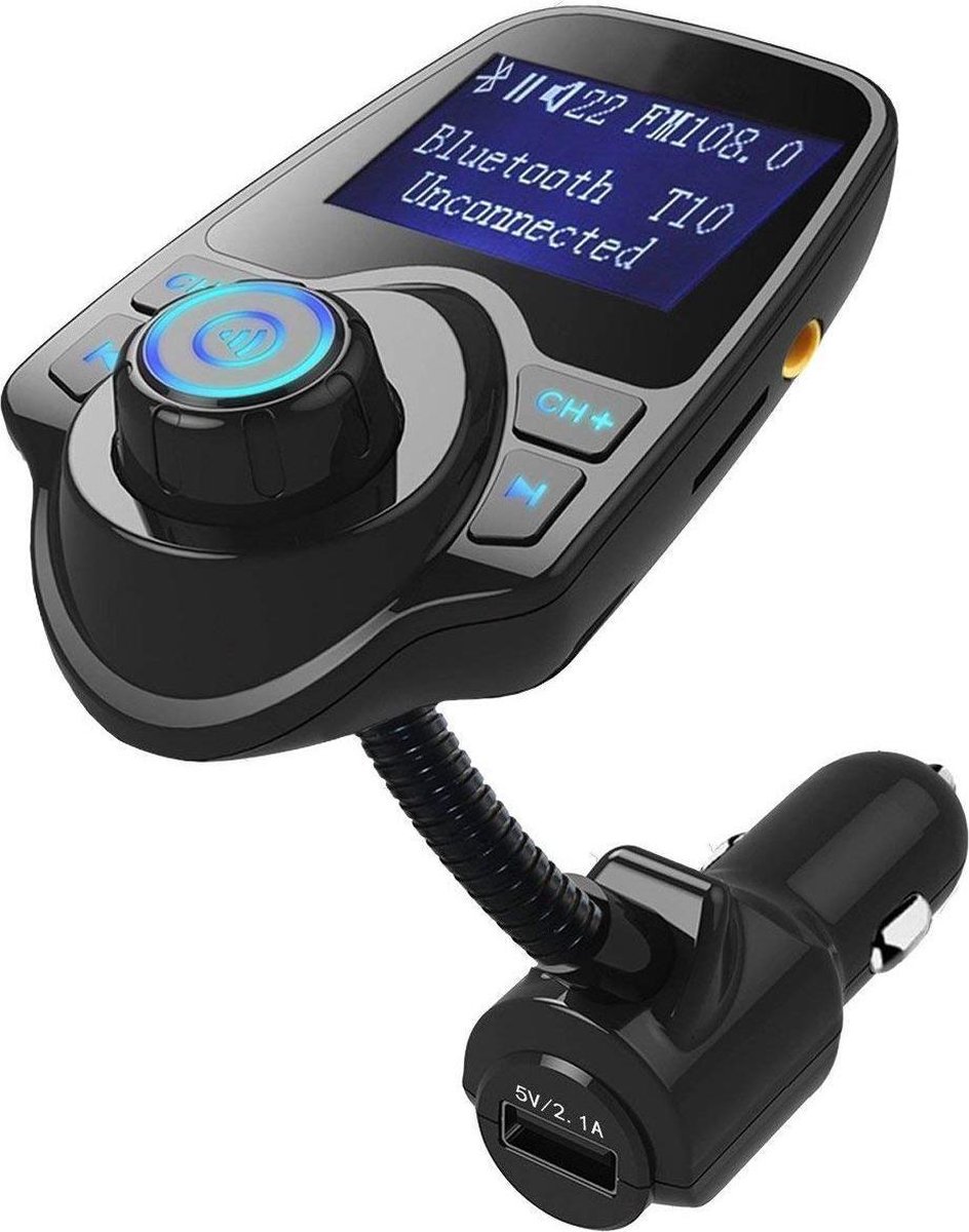 Bluetooth FM Transmitter voor in de auto - ZT – Handsfree bellen carkit met AUX / SD kaart / USB - Ingangen - Bluetooth Handsfree Carkits / adapter / auto bluetooth / LCD Display - T10 FM Transmitter