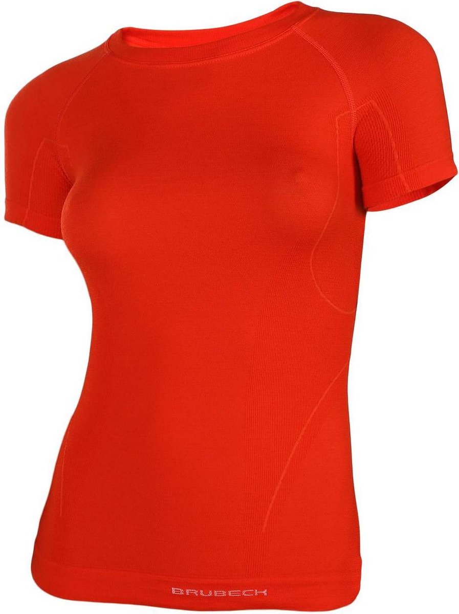 Brubeck | Dames Thermo Active Ondershirt met Merino Wol - Naadloos - T-Shirt-Oranje Rood-S
