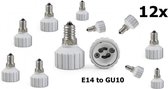 12 Stuks - E14 naar GU10 Fitting Omvormer