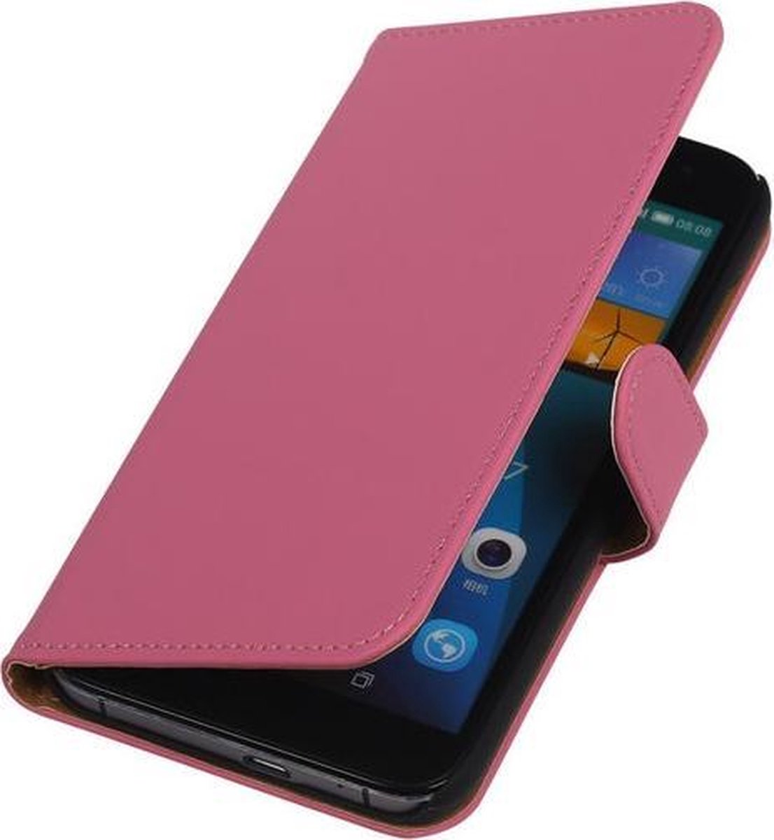 Huawei Ascend G7 Book Case Effen Roze Hoesje
