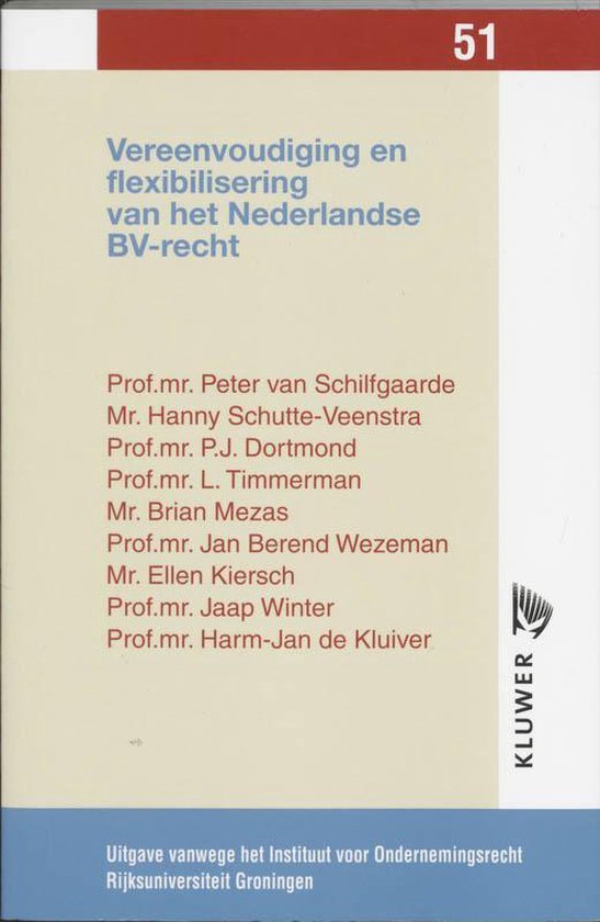 Cover van het boek 'Vereenvoudiging en flexibilisering van het Nederlands BV-recht / druk 1'