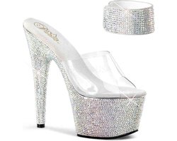 Pleaser - BEJEWELED-712RS Sandaal met enkelband, Paaldans schoenen - Paaldans schoenen - 36 Shoes - Zilverkleurig/Transparant