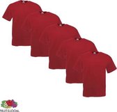 Fruit of the Loom T-shirt - 100% katoen - 5 stuks - Brick Red - XL